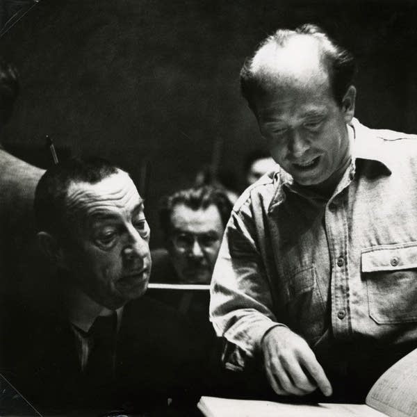 Poster Composer Sergei Rachmaninoff and conductor Eugene Ormandy