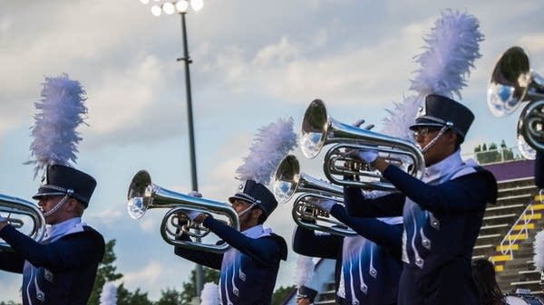 Hear the horns of River City Rhythm drum and bugle corps