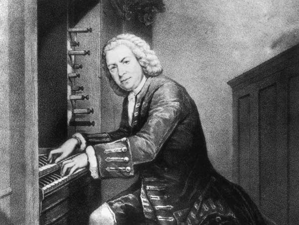 Poster Johann Sebastian Bach plays organ