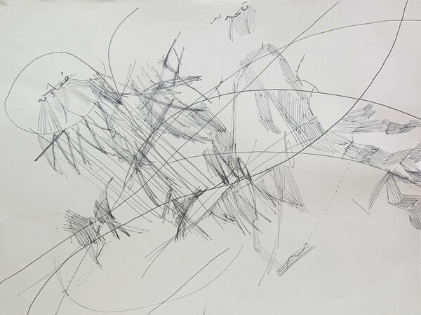 An excerpt of interdisciplinary artist Muyassar Kurdi's graphic score for A Lullaby for the Children of the Sun.